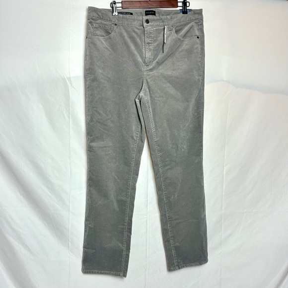 Talbots Women’s Corduroy Pants Gray Straight Leg Size 14 NWT $99 Cotton Blend - Picture 1 of 10